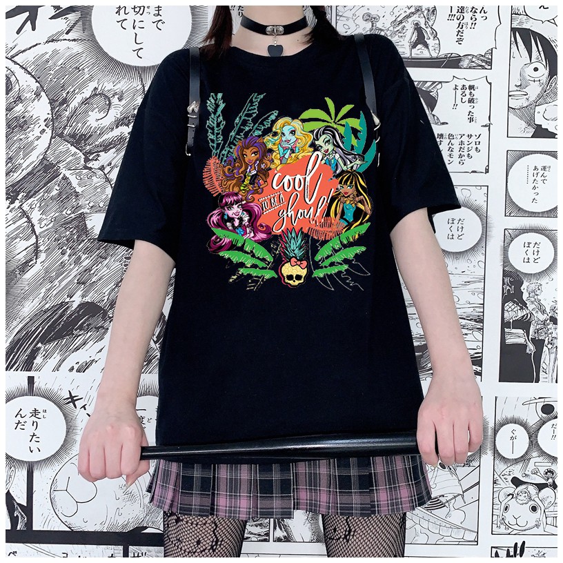 Y2k Anime Goth Harajuku Graphic Tee Short Sleeve t shirts Mall Summer Gothic Clothes For Women Korean Fashion Plus Size