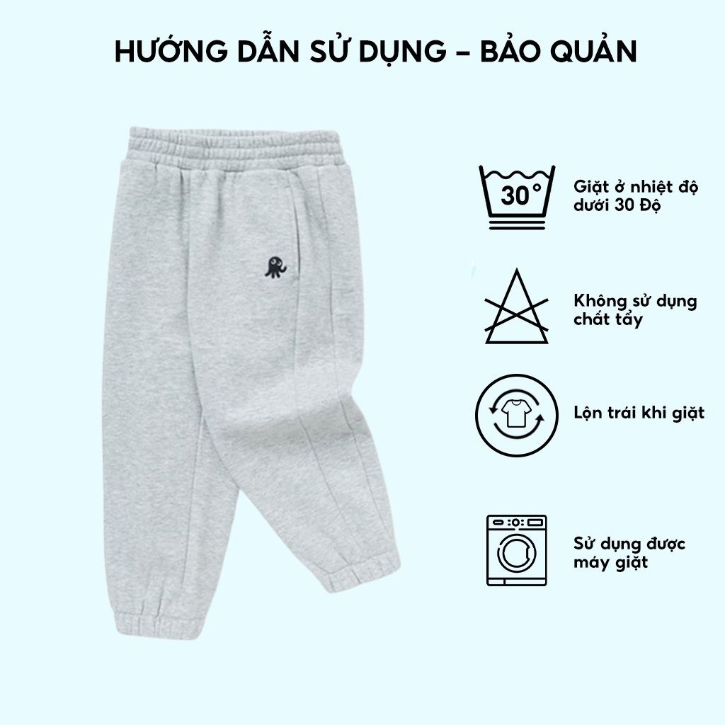 Quần dài bé trai BabyloveGO, quần nỉ bông cho bé trai bé gái size 10 đến 35kg QN001