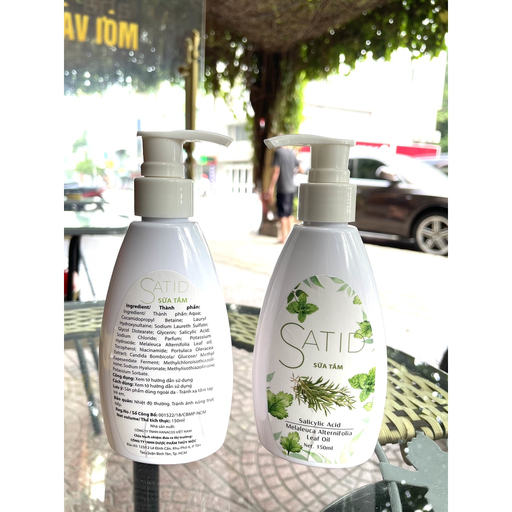 Sữa tắm ngừa mụn lưng, giảm thâm, viêm nang lông Satid chai 150ml