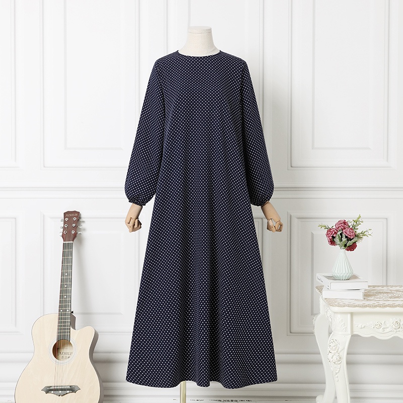 Zanzea Đầm Maxi Tay Dài Họa Tiết Chấm Bi Thời Trang Cho Nữ