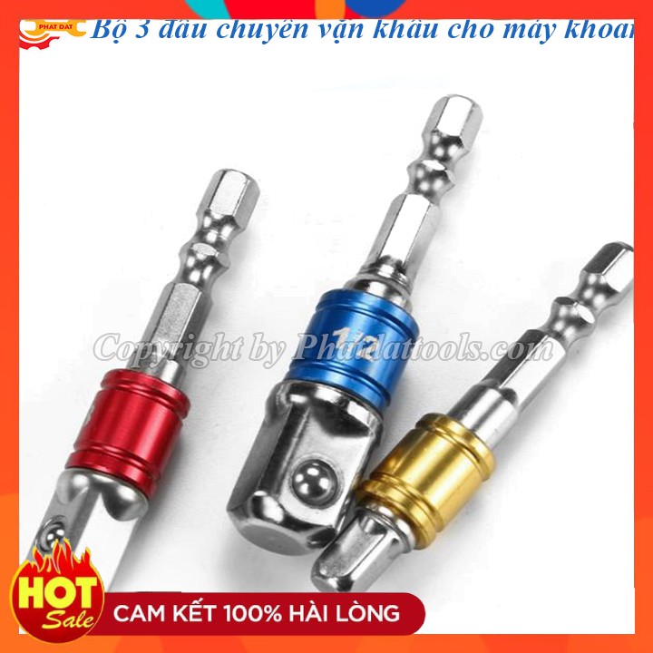 🛵FREESHIP 🛵 Bộ 3 đầu chuyển vặn khẩu 1/2-3/8-1/4 cho máy khoan-Thép phủ CR-V siêu bền