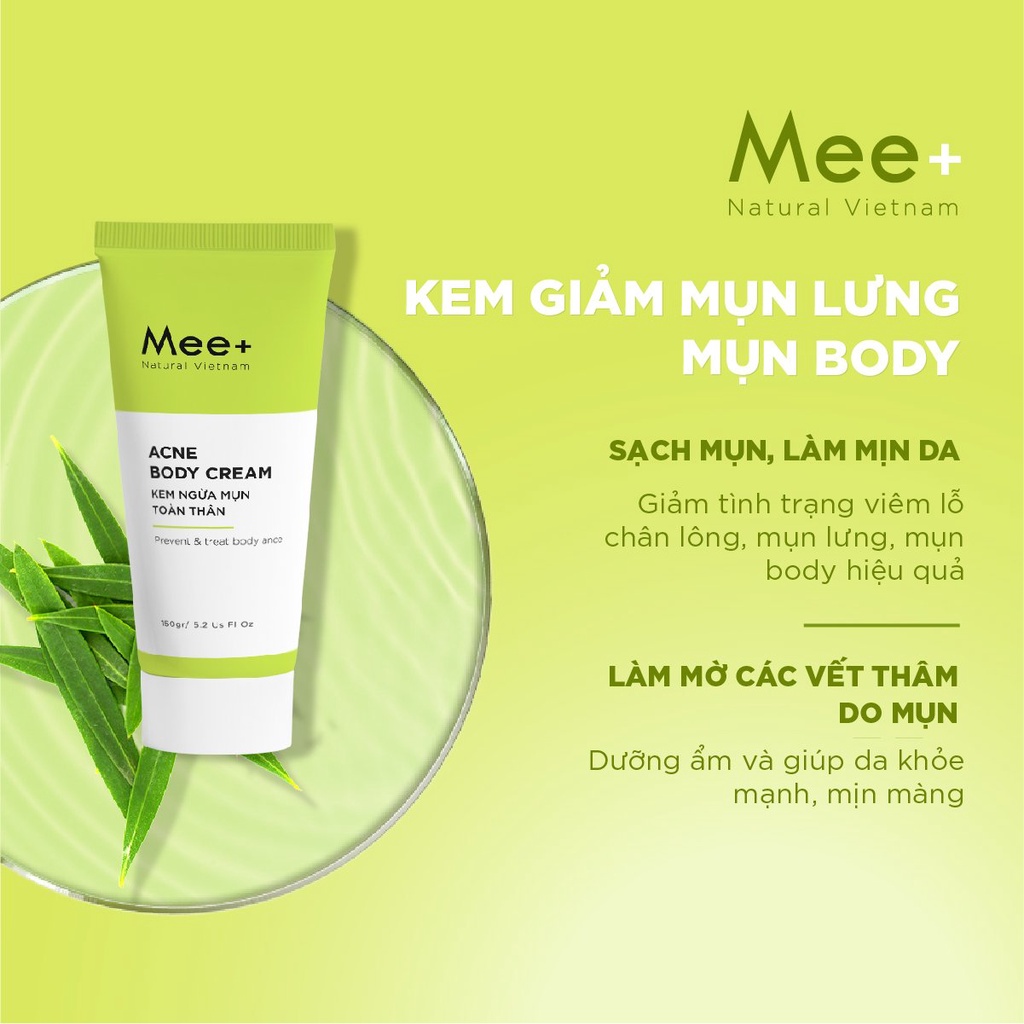 Kem giảm mụn lưng MEE NATURAL sạch mụn body, mờ thâm, dưỡng trắng da Acne Body Cream 150gr