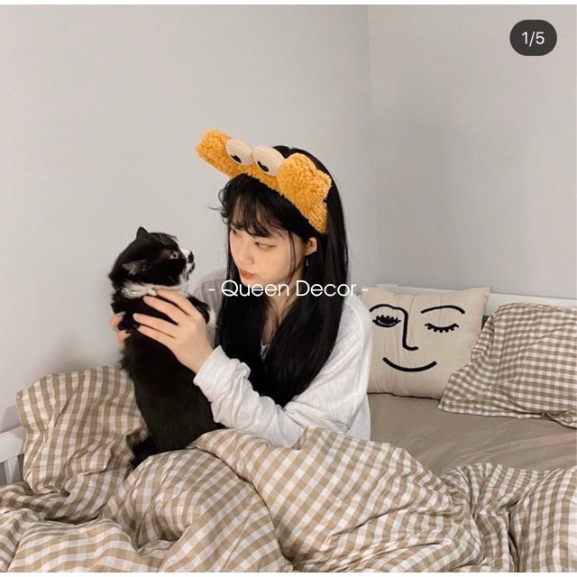 Bộ Chăn Ga Gối, Ga Giường Cotton Poly 5 Món M2, M6, M8, 2M2 Kẻ Hàn Quốc, bo chun drap giường miễn phí - Queen Décor | BigBuy360 - bigbuy360.vn