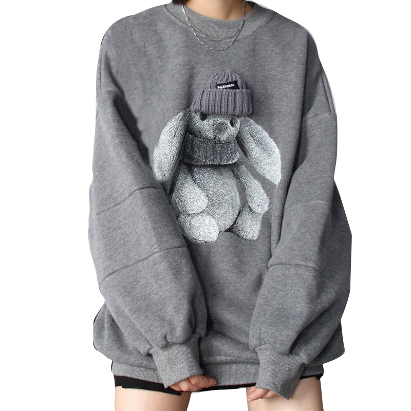 Áo Hoodie Tay Dài In Hình Thỏ 3D Phong Cách Harajuku Cho Nữ