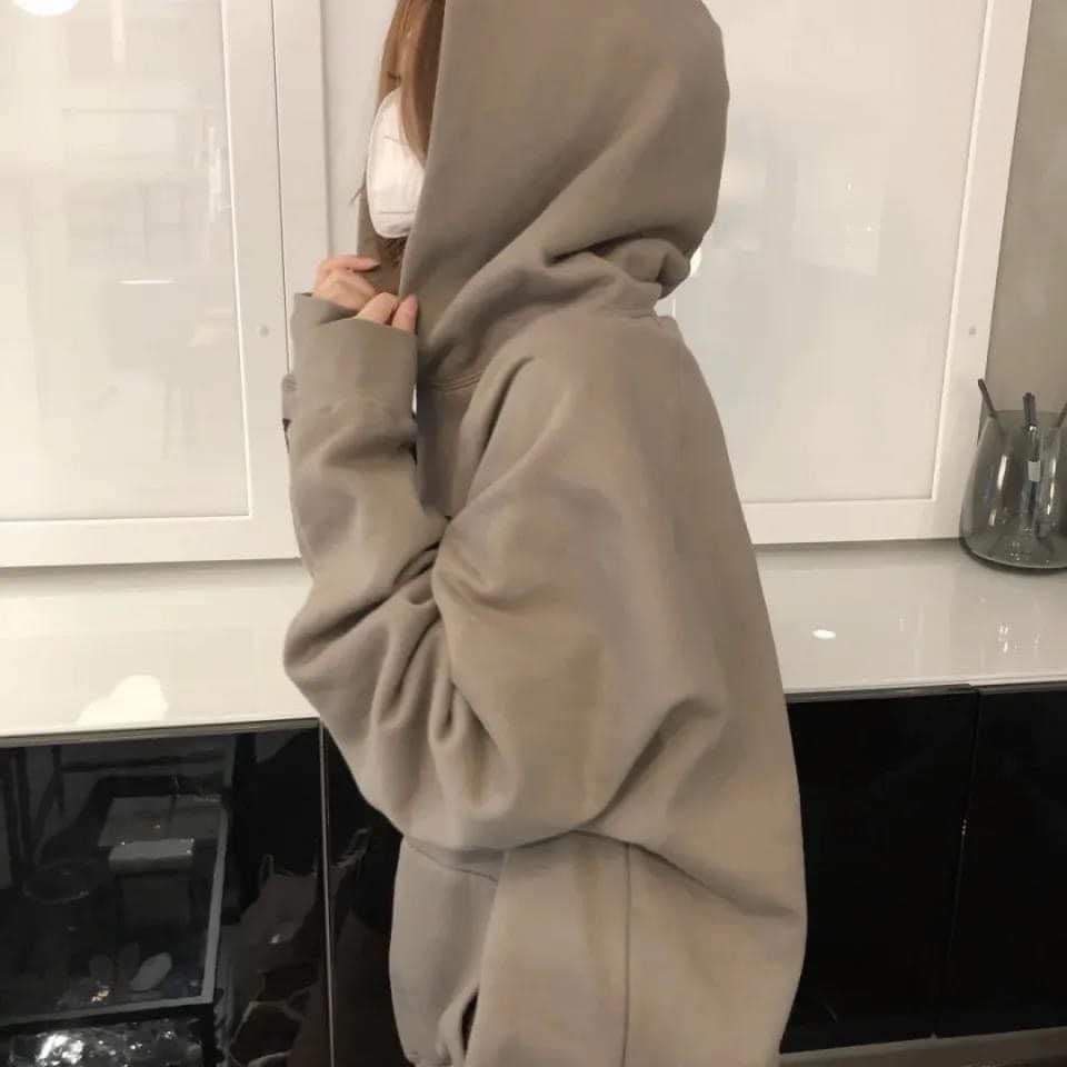 Áo hoodie nữ in hình QR chất nỉ thu đông form rộng màu nâu cá tính đi chơi đi học | BigBuy360 - bigbuy360.vn