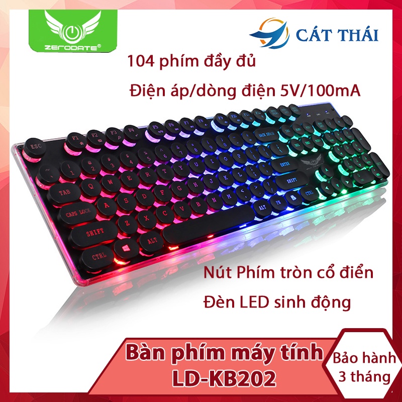 Bàn phím giả cơ LD-KB202, thiết kế nút phím tròn cổ điển, kết hợp đèn LED hiện đại, lực phím nhẹ thoải mái khi sử dụng