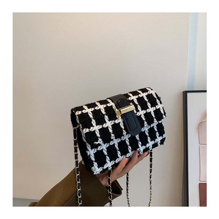 Túi Xách Len Đeo Vai Phối Dây Xích Phong Cách Thời Trang Hàn Quốc Dành Cho Nữ