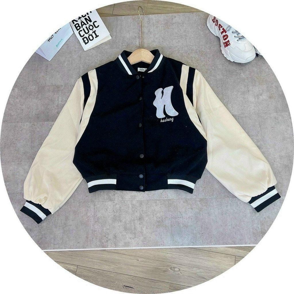 Áo Khoác Bomber Da Lộn Thêu Chữ H 2 Lớp Lót Dù Form Đẹp Chất Mịn Hot