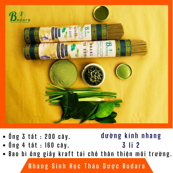 Nhang sả ( và lá bưởi), nhang sạch,nhang bưởi, nhang sinh học từ thảo mộc tự nhiên 100% không hóa chất - Budara