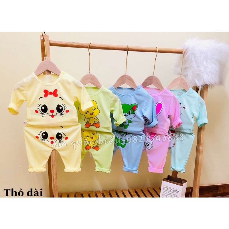 Bộ dài tay bé trai/ bé gái , combo 5 bộ 100% côtton size 3-14kg