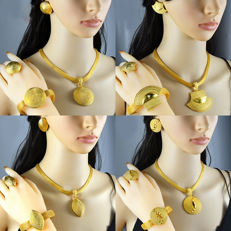 Bộ Trang Sức Vòng Cổ / Nhẫn / Bông Tai Kiểu Ấn Độ Dùng Làm