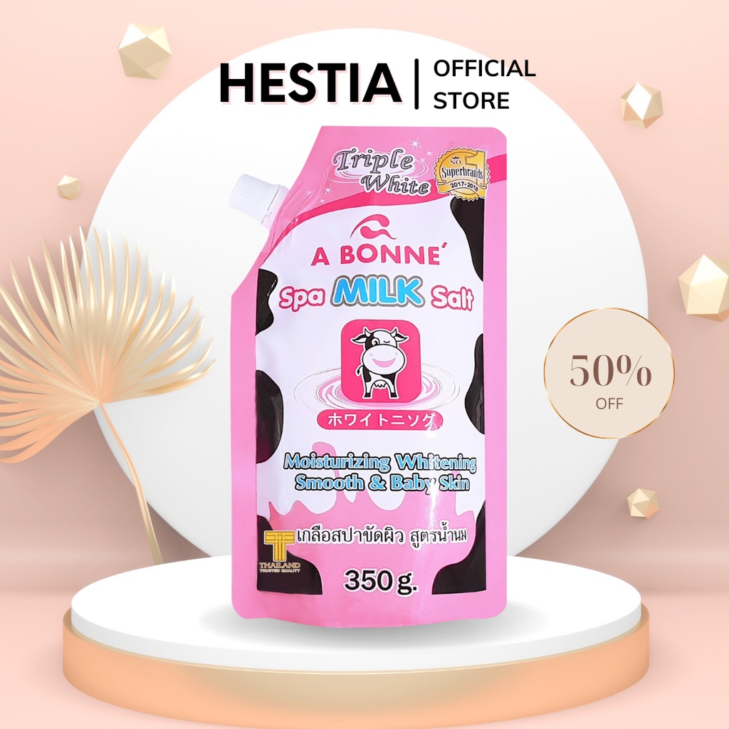 Muối tắm sữa bò tẩy tế bào chết body A Bone Spa Milk Salt Thái Lan 350g hang chính hãng sữa tắm Hestia