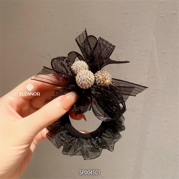 Dây cột tóc nữ Eleanor Accessories vải ren đính đá phụ kiện tóc 4501
