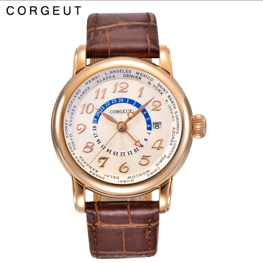 Đồng Hồ Đeo Tay Nam Corgeut 2005 Dây Da Sang Trọng, Máy Nhật Bản, kính Sapphire Crytal Hàng Full Box