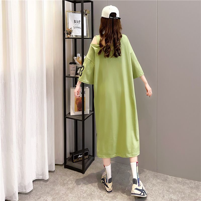 Đầm midi dài quá gối tay ngắn dáng rộng kích thước lớn 40-150kg cho phụ nữ mang thai