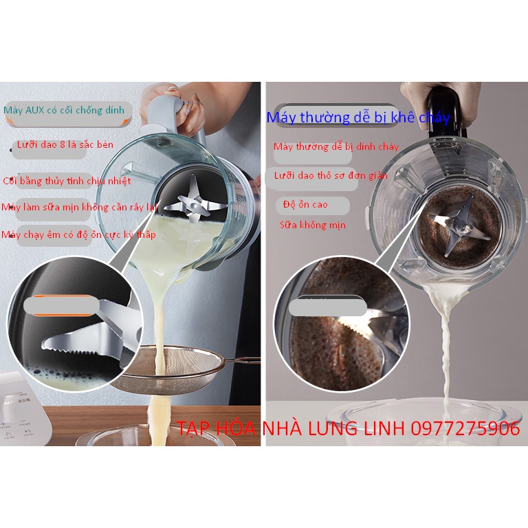 Máy làm sữa hạt AUX đế vuông chống dính