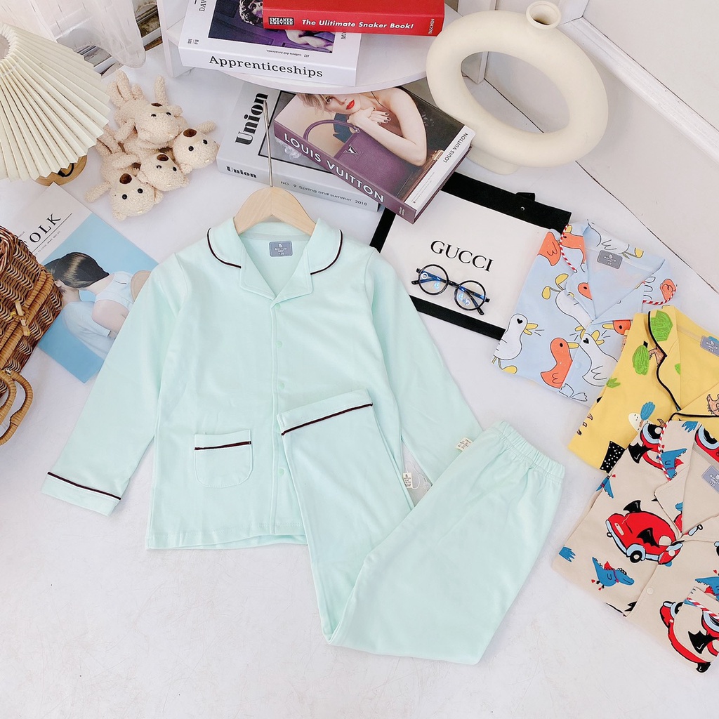 bộ pỵjama  dài tay chất coton hàn cho bé