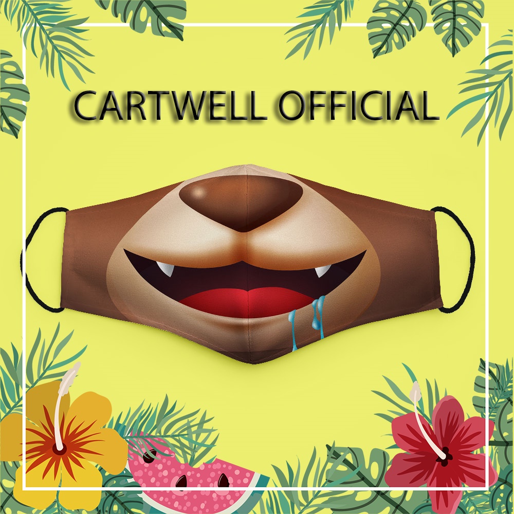 Khẩu trang cute hoạt hình đáng yêu thú cưng dễ thương trẻ em Mặt Cảm Xúc EMOJIS CARTWELL dễ thở có thể giặt và tái sử dụ