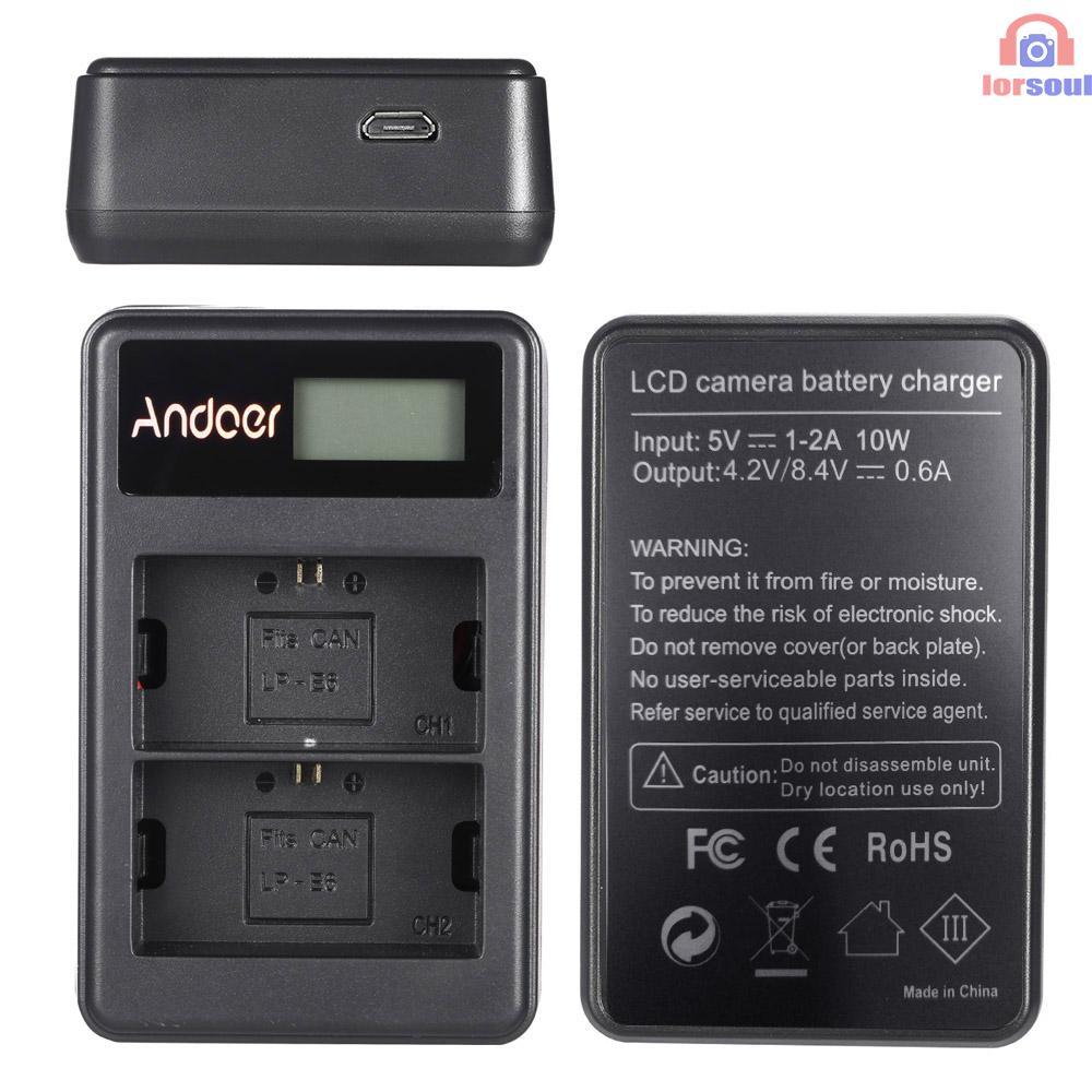 ANDOER EOS Bộ Sạc Pin Li-Ion 2 Pin Li-Ion 6d 7d 70d 60d 5d Mark Iii Mark Ii