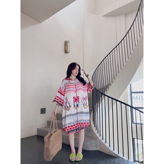 Váy ngủ lụa lượn sóng - vịt hồng