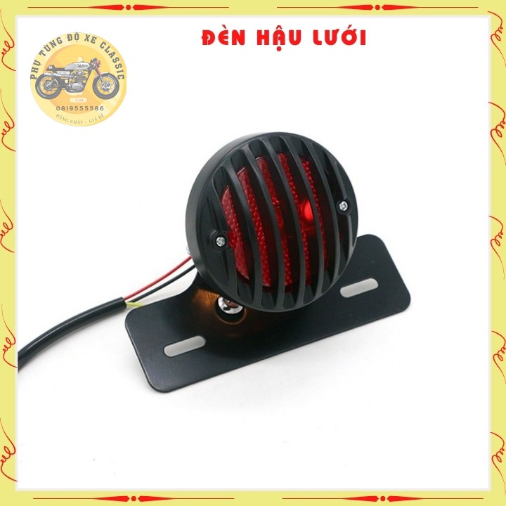 Đèn hậu độ xe Classic có lưới bảo vệ kèm sẵn pat gắn biên số, hàng cao cấp độ xe Cafe racer, win..