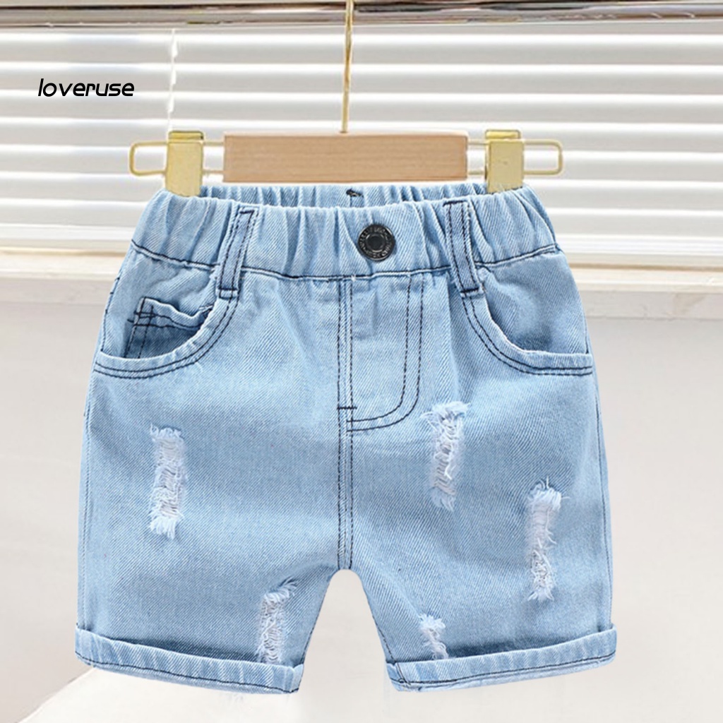 Quần Short Jean Rách Cá Tính Thời Trang Phong Cách Hàn Quốc Cho Bé Trai
