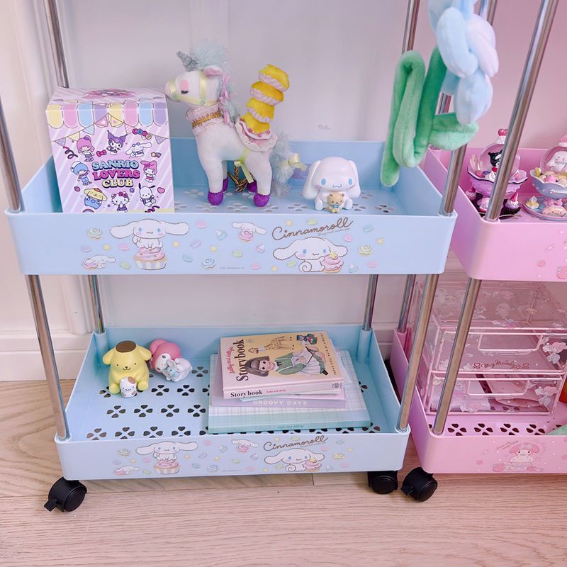 Giá Để Đồ Ba Tầng Dạng Xe Đẩy Họa Tiết Melody Cún Cinnamon Hoạt Hình Dễ Thương Có Thể Di Chuyển Cho