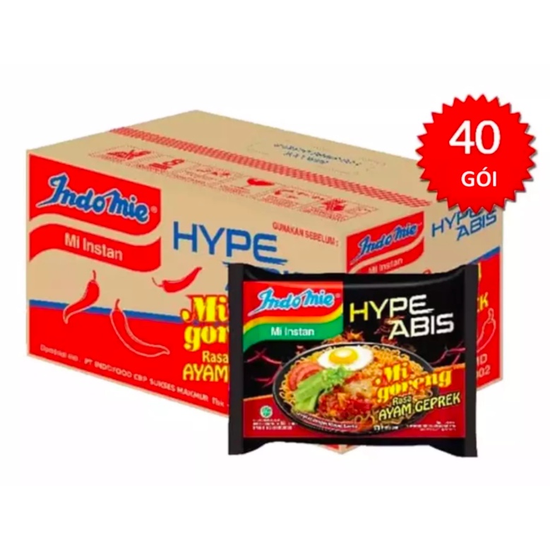 Thùng 40 gói mì xào khô Indomie đủ vị