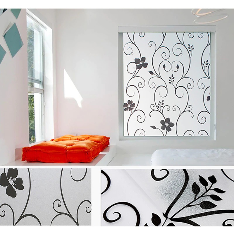 Decal dán kính mờ hoa văn nhám size 45x200cm giấy dán kính chống nhìn trộm cho cửa sổ phòng tắm vách ngăn phòng