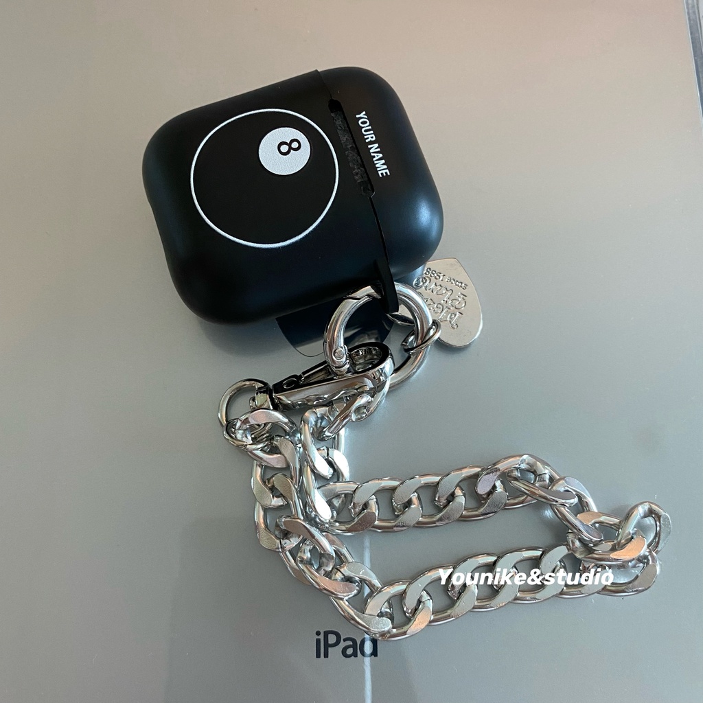 Vỏ bảo vệ hộp đựng tai nghe airpods1 / 2 màu trắng đen phối dây xích kiểu Hàn Quốc dễ thương