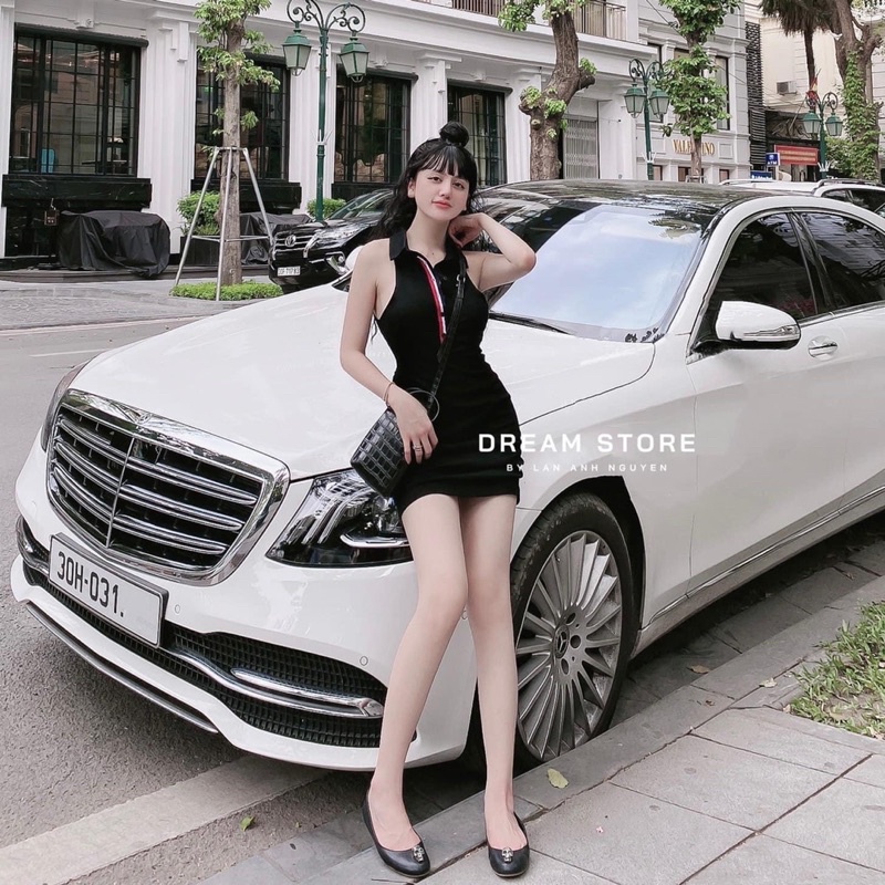 Đầm váy body,đầm ba lỗ cổ bẻ phối viền trụ mẫu mới 2 màu đen,xám
