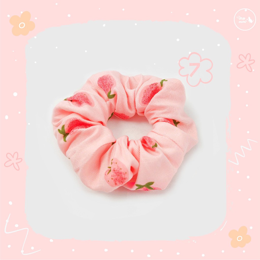 Dây Buộc Tóc Bé Gái Scrunchies Mismeow Họa Tiết Hoa Quả Thời Trang Retro Hàn Quốc Dễ Phối Đồ