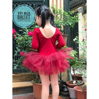 Váy múa ballet tay lỡ đỏ đô (có sỉ từ 5c)