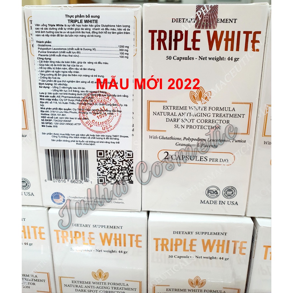 [HÀNG CHÍNH HÃNG] TRIPLE WHITE - Viên uống trắng da, chống nắng, giảm thâm nám