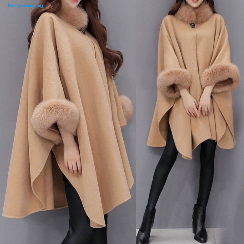 <Bergenw_my>Áo khoác lông nhân tạo dáng rộng dài vừa màu trơn phong cách Hàn Quốc mặc hằng ngày
 | BigBuy360 - bigbuy360.vn