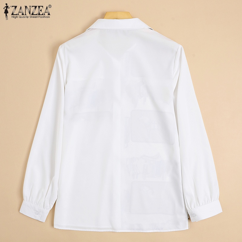 Áo sơ mi Zanzea tay dài dáng rộng cài nút thời trang thích hợp cho nữ
