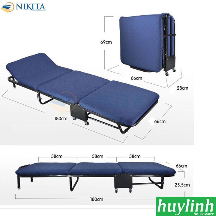 Giường gấp xếp nâng đầu Nikita GB65 - 3 khúc