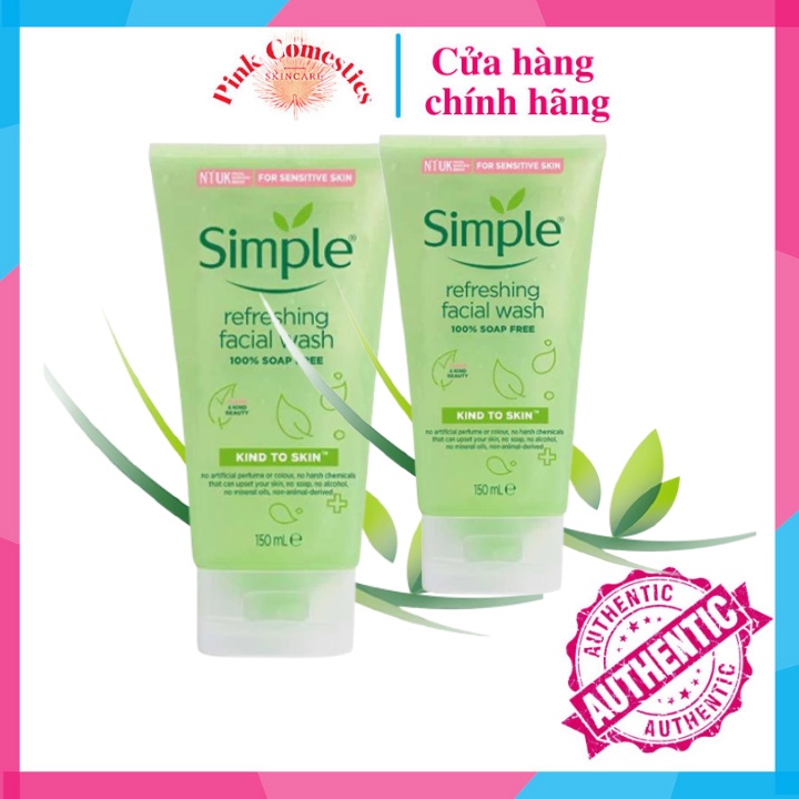 Sữa Rửa Mặt SIMPLE Kind To Skin Refreshing Facial Wash Dịu Nhẹ 150ml