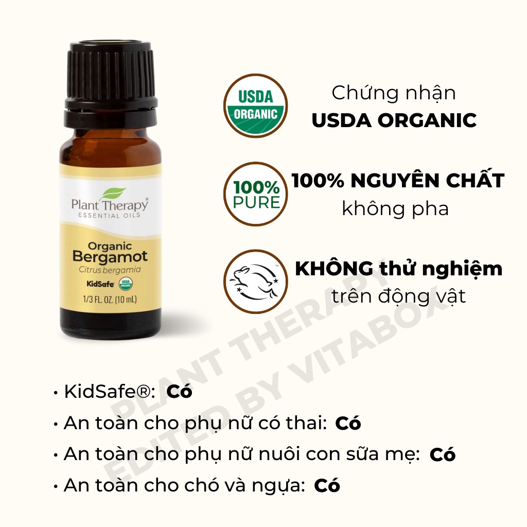 Plant Therapy - Tinh dầu hữu cơ Bergamot - Organic Kidsafe essential oil