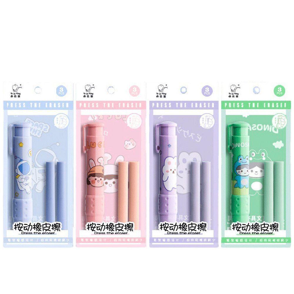 Gôm Tẩy Dạng Nhấn Họa Tiết Hoạt Hình Kèm Lõi Thay Thế Tiện Dụng Cho Học Sinh /