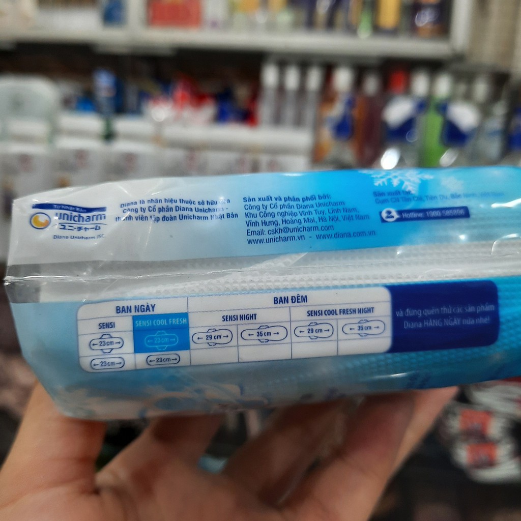 Băng vệ sinh Diana Sensi Cool Fresh siêu mỏng cánh 23cm