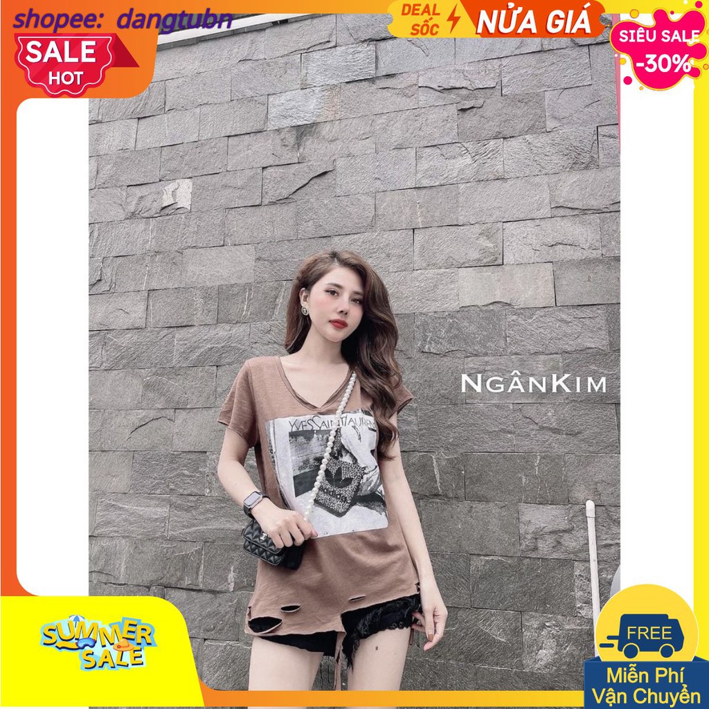 BÁN SỈ ÁO PHÔNG CÔ GÁI RÁCH GẤU 3 MÀU NỮ APN9