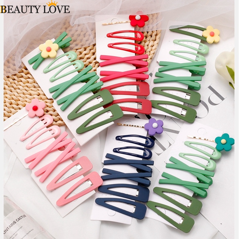 Set 7 Kẹp Tóc Hình Hoa / Vương Miện Màu Sắc Ngọt Ngào Dễ Thương Cho Bé Gái