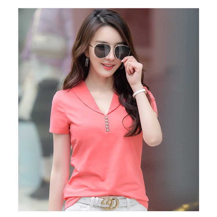 TH6921 - Áo thun nữ cổ bẻ hàng nhập - giá 340k