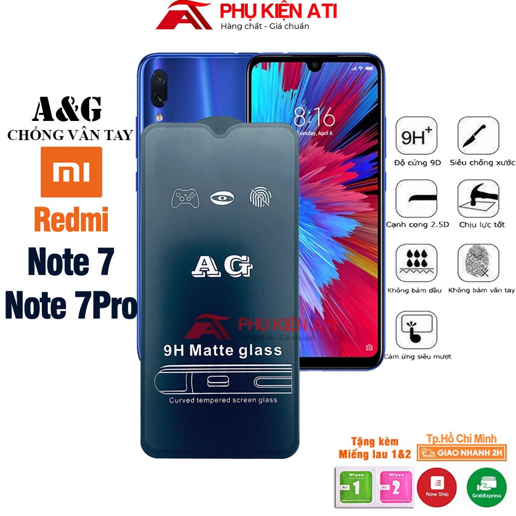 Kính cường lực Chống vân tay Redmi Note 7/ Redmi Note7 Pro- Cảm ứng mượt mà-Chống lóa