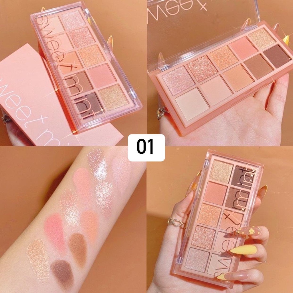 Bảng Phấn Mắt Sweet Mint 10 Màu Lỳ và nhũ lấp lánh - chính hãng
