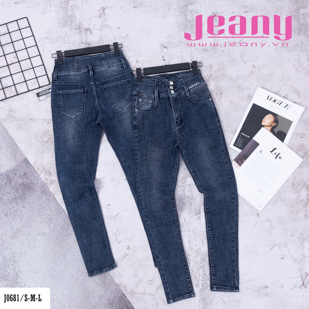 Quần Jean Nữ Lưng Siêu Cao 3 Nút Có Chữ Ngay Eo J0681 - Jeany