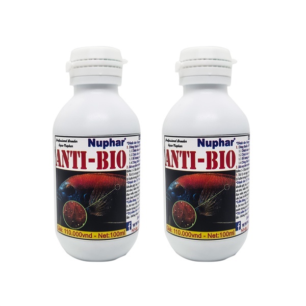 100ml Dung dịch Anti Bio Nuphar chuyên xử lý trùn chỉ và xử lý túm lắc,nấm,lỡ cho cá