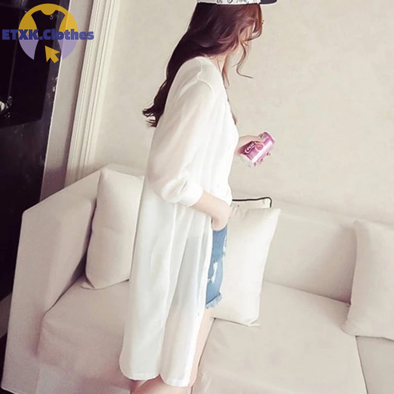 Áo Khoác Chiffon Mỏng Tay 3 / 4 Dáng Dài In Họa Tiết Thời Trang Mùa Hè Cho Nữ | BigBuy360 - bigbuy360.vn