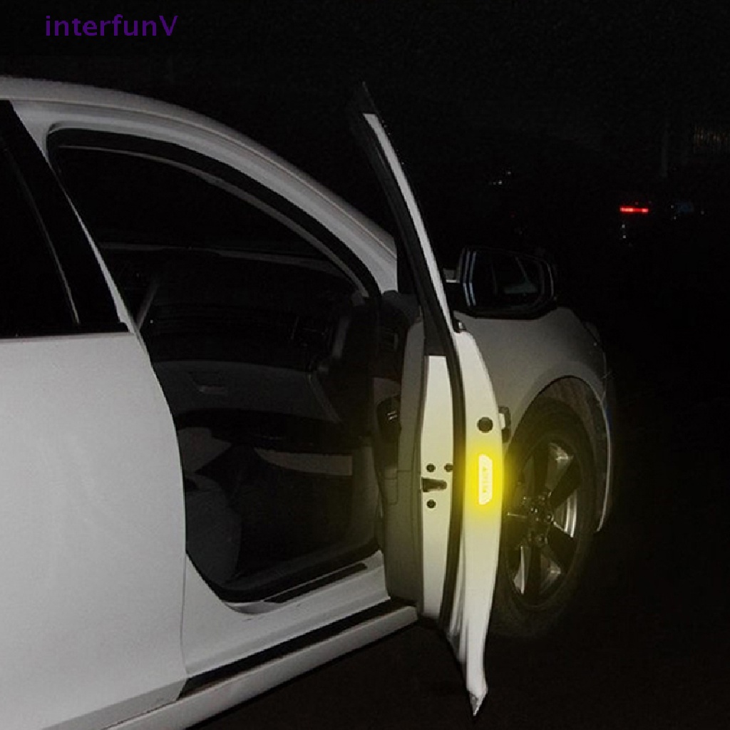 Bộ 4 Miếng Dán Phản Quang Cảnh Báo An Toàn Cho Cửa Xe Hơi / Xe Máy